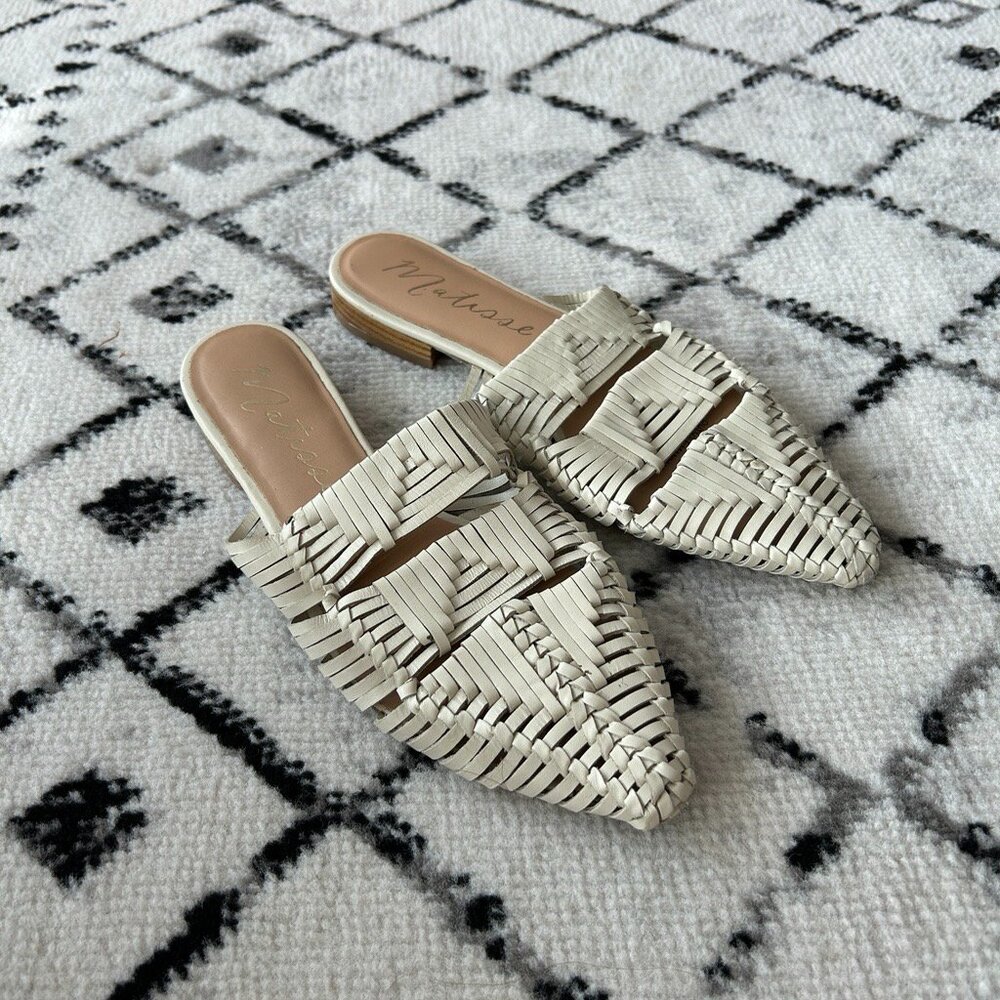 Matisse Woven Pointed Toe Mules in Ivory